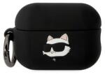 Karl Lagerfeld KLAP2RUNCHK AirPods Pro 2 borító fekete/fekete szilikon Choupette Head 3D
