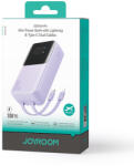 JOYROOM JR-PBC07 20000mAh 30W mini power bank USB-C és Lightning kábelekkel - lila - dellaprint
