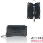 Jennifer Jones Női Bőr Kulcstartó 5139-1 Fekete - Krokko Mintával (5139-1)