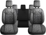 Panda Set Huse Scaune Auto pentru Seat Toledo - Panda Kas, material textil cu piele ecologica, cu fermoare pentru bancheta rabatabila, gri cu negru, 11 piese