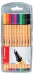 STABILO Liner 0, 4 mm, varf fetru, 10 culori/set, STABILO Point 88 (SW168810)