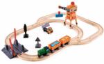 Hape Jucarie din lemn Hape - Set tren de marfa cu macara 34 piese (E3732A) Trenulet