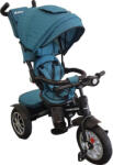 Baby Care Tricicleta cu copertina Baby Care Turbo Bike , Cu melodii si lumini, Roti din cauciuc, Pozitie somn, Scaun reversibil cu rotatie 360 grade , Cadru metalic, Dimensiuni 110X60X90 cm, Albastru Turquoise 