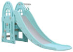 NOVOKIDS Tobogan Pentru Copii NOVOKIDS Happy Mega Slide , Pentru Interior si Exterior, 187 centimetri panta alunecare, Maxim 50 Kg, Cos de baschet inclus , Albastru (NKMEGASLIDEBLUE-1)