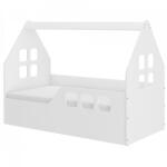 NOVOKIDS Pat tip casuta pentru copii NOVOKIDS Magic Little House, 140x70 CM, Set cu Saltea din Spuma MATSEN® 10 CM Inclusa, Pal 18 mm, Margini anti-lovire, Protectie Laterala cu montare universala, Alb (NKLTLB