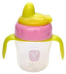 NOVOKIDS Biberon cescuta pentru copii cu maner detasabil si capac Cangaroo Sippy Cup PINK, 6 luni+, 150 ml, 5 masuri, pentru apa, lapte si ceai, Roz (BIBSPCUPPINK150)