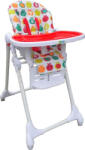 NOVOKIDS Scaun de masa pentru copii si bebe NOVOKIDS Go baby reglabil in 6 trepte de inaltime , pliabil , centura de siguranta, sezut comfortabil, masuta detasabila, pozitie somn, roti cu frana, model Fructe , Scaun de masa bebelusi, inaltator