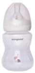 NOVOKIDS Biberon cu capac Cangaroo Birdy Pink, 0 luni+, 180 ml, 6 masuri, sistem anti colici, tetina lapte, Roz (NKBRDPINKBIB180)