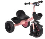 NOVOKIDS Tricicleta cu pedale NOVOKIDS Hawk Trike , Cu melodii si lumini, Doua cosulete pentru jucarii, Max 25 kg, Roti din cauciuc EVA, Cadru metalic, Far luminos, Roz (NKHWKTRIKEPINK)