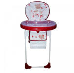 Baby Care Scaun de masa pentru copii si bebe Baby Care CC reglabil in 3 trepte, Pliabil, Centura de siguranta, Sezut comfortabil, Masuta detasabila, Pozitie somn, Cosulet de depozitare, Model Ursulet , Rosu cu  Scaun de masa bebelusi, inaltator