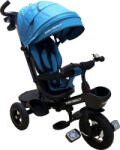Baby Care Tricicleta cu copertina Baby Care Turbo Bike , roti din cauciuc, pozitie somn, pedale si maner pentru parinti, scaun reversibil cu invartire 360 grade , cadru metalic, dimensiuni 110X45X90 cm, Turquoi