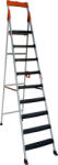 HARBINGER Scara dubla pliabila din aluminiu emailat HouseXL® Harbinger, Plianta, Maxim 155 kg, Trepte si platforma acoperite cu plastic anti-aderent, Picioare stabile, Maner de inchidere, 8+1 trepte (HRB8+1STAI