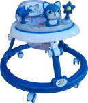 NOVOKIDS Premergator reglabil in 6 trepte de inaltime NOVOKIDS Happy Kitty, Cu melodii, Pliabil, Max 20 kg, Roti silentioase, Model Pisicuta, Albastru (NKHPYKTYWLKBLUE)