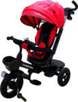 Baby Care Tricicleta cu copertina Baby Care Turbo Bike , roti din cauciuc, pozitie somn, pedale si maner pentru parinti, scaun reversibil cu invartire 360 grade , cadru metalic, dimensiuni 110X45X90 cm, Rosu (N