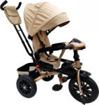 NOVOKIDS Tricicleta cu copertina NOVOKIDS Super Trike, Cu melodii si lumini, Roti din cauciuc, Pozitie somn, Scaun reversibil cu rotatie 360 grade, Crem (NKSPRTRIKEBEIGE)