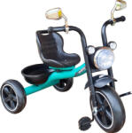 NOVOKIDS Tricicleta cu pedale NOVOKIDS My First Chopper Trike, Cu melodii si lumini, Max 30 kg, Roti din spuma cauciucata EVA, Cadru metalic, Model motocicleta, Verde Turquoise (NKMFCHOPPERTGRNTURQ)