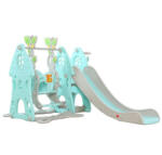 NOVOKIDS Tobogan 3 in 1 Pentru Copii NOVOKIDS Wonder Slide , cu Leagan, Pentru Interior si Exterior, 187 centimetri panta alunecare, Maxim 25 Kg, Cos de baschet inclus , Albastru (NKWNDRSLIDEBLUE)