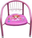 NOVOKIDS Scaun metalic pentru copii Novokids Little chair, Sezut moale cu sunete, Pentru interior si exterior, Dimensiuni 36x36x34 cm , Vopsea lucioasa, Roz (NKLTCHPINK)