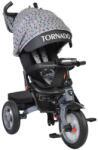NOVOKIDS Tricicleta cu copertina Novokids Tornado , Cu melodii si lumini, Roti gomflabile din cauciuc, Pozitie somn, Scaun reversibil cu invartire 360 grade , Cadru metalic, Dimensiuni 110X60X90 cm, Gri (NKTOR