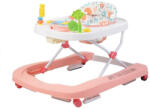 NOVOKIDS Premergator Premium reglabil in 3 trepte de inaltime NOVOKIDS ZooZoo Baby , Roti silentioase din silicon, Cu melodii, Animalute, Pliabil, Roz (NKZOOPINK)