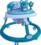 NOVOKIDS Premergator reglabil in 6 trepte de inaltime NOVOKIDS Happy Kitty, Cu melodii, Pliabil, Max 20 kg, Roti silentioase, Model Pisicuta, Verde Turquoise (NKHPYKTYWLKTURQ)