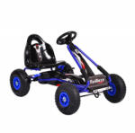 NOVOKIDS Kart cu pedale pentru copii NOVOKIDS® Top Racer PRO, Roti gomflabile din cauciuc, 3-7 ani , Maxim 25 kg, Structura metalica, Frana de mana, Functie FreeWheel, Scaun Ajustabil, Mers cu spatele, Albastr