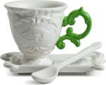 Seletti Ceașcă pentru cafea I-Coffee verde cu farfurioară și linguriță (09859ver)