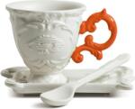 Seletti Ceașcă pentru cafea I-Coffee portocalie cu farfurioară și linguriță (09859ara)