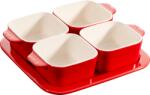 Staub Купички за закуски Staub квадратни с поставка 500 мл червени 5 части (40511-119-0)