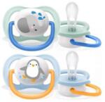 Philips Set 2 Suzete Philips-Avent SCF080/05 Ultra Air 0-6 luni Ortodontice fara BPA Elefant / Pinguin (SCF080/05)