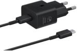 Samsung EP-T2510XBE Samsung USB-C 25W Cestovní nabíječka + USB-C Datový Kabel Black (Pošk. Balení)