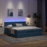 vidaXL Ottomán ágykeret matraccal sötétkék 160x200cm bársony (3312636)