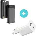 Dudao nagy teljesítményű powerbank 3 beépített kábellel 20000mAh + Baseus Fali töltő adapter csomag (K6Pro+-CCALL-BX02)