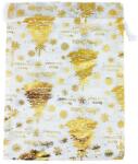  Organza tasak fehér alapon arany fenyőfa kicsi 10x15 cm JS115437 (JS115437)