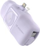 Wozinsky WF16-YLS mini powerbank 5000mAh 15W Lightning csatlakozóval, beépített Type-C kábellel + vezeték nélküli Apple Watch töltés - lila