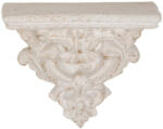  Provence koptatott krémfehér fali polc faragott mintával 23x26x11cm (130265)