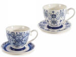 Decorer Set 2 cesti portelan alb albastru 10.5x9.5 cm, 400 ml (A72.10.85)