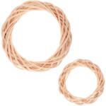 Autronic 2 db fonott koszorú készlet, sárga, 30 és 20 cmátmérővel