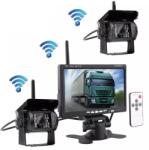 7″ 24V Monitor + 2db vezeték nélküli teherautó tolatókamera szett