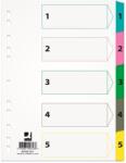 Q-CONNECT Index carton alb Mylar numeric 1- 5, margine PP color, A4, 170g/mp, Q-Connect (KF00161)