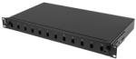 Lanberg 19" optikai patch panel 12xSC szimplex / 12xLC duplex fekete FOP1-12SS-LDB (FOP1-12SS-LDB)