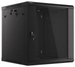 Lanberg 19" fali rack szekrény 12U/600X600 üvegajtó, lapraszerelt, fekete V2 (WF01-6612-10B)