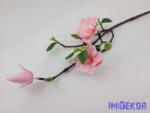 Magnolia ág 2v+1b 49cm - Babarózsaszín