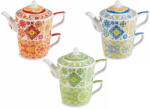 Decorer Set 3 ceainice, 3 cesti portelan multicolor 17x10x15 cm 450 ml, 250 ml (A72.12.64)