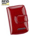 GREGORIO RFID védett, csíkozott mintás, piros lakk kis, két oldalas pénztárca PT-115 - taskaweb