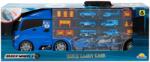 Sunman Transportator cu 7 masini si 12 semne circulatie, Maxx Wheels, Albastru, 60 cm