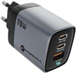 Forcell F-ENERGY GaN III VT-37 fali utazó töltő LCD kijelzővel 2 x Type C + USB A PD QC4.0 SAM SFC2.0 3, 45A 70W szürke - studioeszkozok