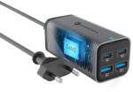 Forcell F-ENERGY GaN III VT-51 asztali töltő 2 x Type C + 2 x USB A PD QC4.0 SFC2.0 5A 100W szürke
