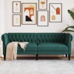 vidaXL sötétzöld 3 személyes szövet Chesterfield kanapé (372560)