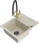 Mexen Enzo, gránit mosogató 576x465x174 mm, 1 kamrás és Duo mosogató csaptelep, bézs, 6506-69-671701-57-B (6506-69-671701-57-B)